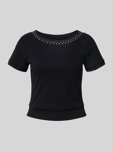 zero T-Shirt mit Nietenbesatz und Rundhalsausschnitt Black 2