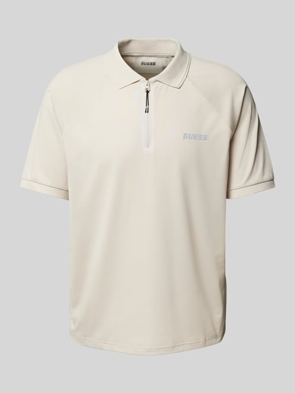 GUESS Activewear Koszulka polo o kroju regular fit z zamkiem błyskawicznym model ‘JAISS’ Beżowy 2
