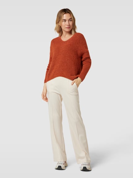 MOS MOSH Gebreide pullover met V-hals, model 'THORA' Oranje - 1