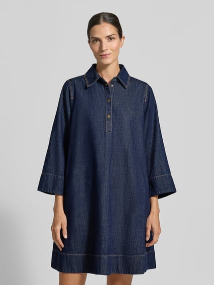 Christian Berg Woman Knielanges Jeanskleid mit Hemdblusenkragen Jeansblau 4