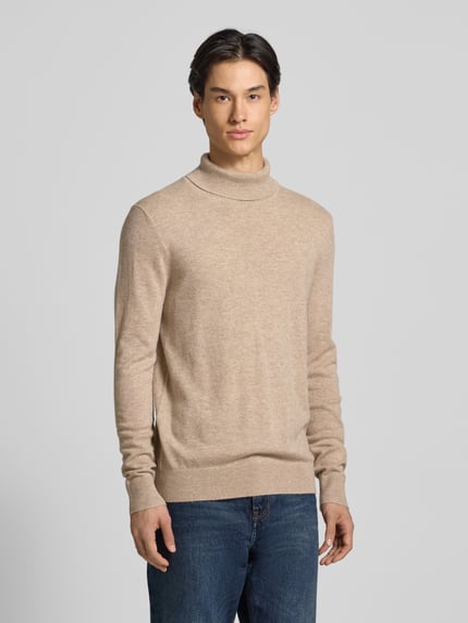 Christian Berg Men Rollkragenpullover aus Wolle-Kaschmir-Mix Beige Melange 4