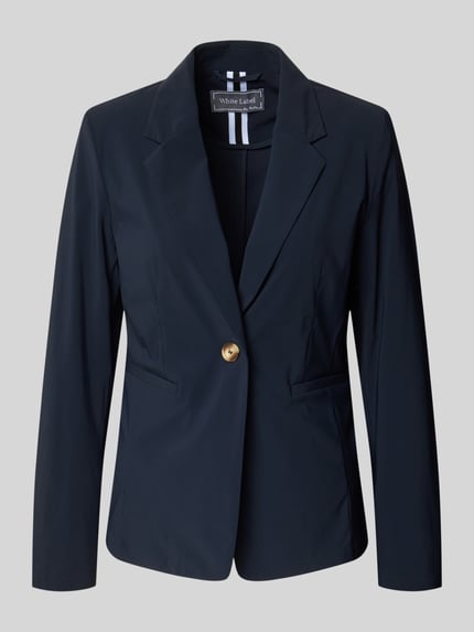 Productfoto, Slim Fit Blazer met knoopsluiting van WHITE LABEL, donkerblauw, stretch-materiaalmix, reverskraag, steekzakken, damesslim fit