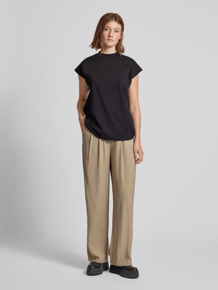 LeGer Wide leg stoffen broek met bandplooien model 'Draco' Beige - 1