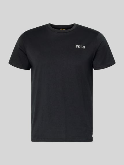 Produktfoto, Regular Fit Pyjama-Oberteil aus reiner Baumwolle Modell 'CREW-SLEEP-TOP' von Polo Ralph Lauren Underwear, Optik: Unifarben, Label-Print, Logo-Stitching, Crew Neck, Kurzarm