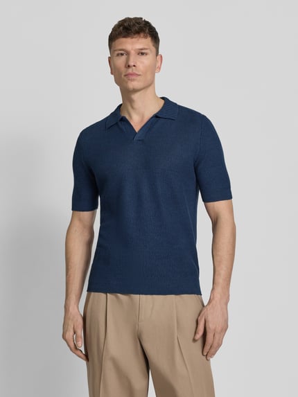 Gran Sasso Slim Fit Poloshirt mit V-Ausschnitt Marine 4