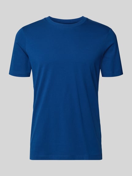 Produktfoto, Regular Fit T-Shirt aus reiner Baumwolle von s.Oliver RED LABEL in Uni-Blau mit kurzem Ärmel, Rundhals, Jersey-Struktur.