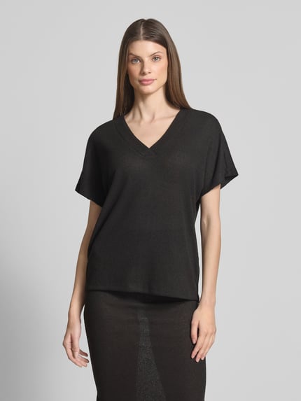 Soyaconcept T-shirt met V-hals, model 'Delia' Zwart - 4