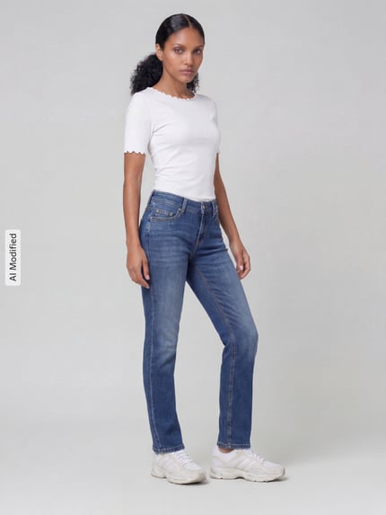 CAMBIO Slim Fit Jeans aus Baumwoll-Mix Modell 'PIPER LONG' Hellblau 1