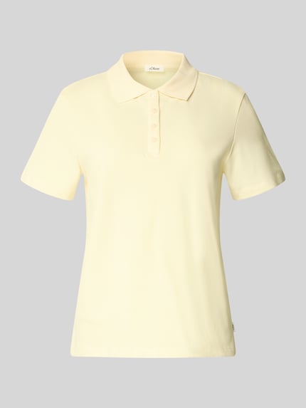 Produktfoto, Regular Fit Poloshirt aus Baumwoll-Mix von s.Oliver RED LABEL in Optik: Unifarben, Materialverarbeitung: Piqué, Kurzarm, Farbe hellgelb