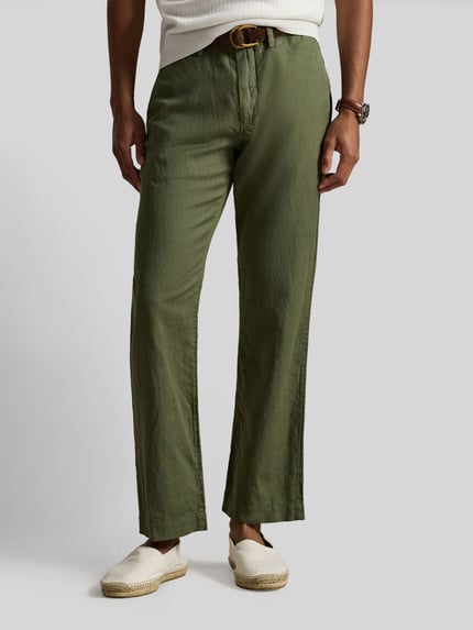 Polo Ralph Lauren chino van mix van katoen en linnen Olijfgroen - 4