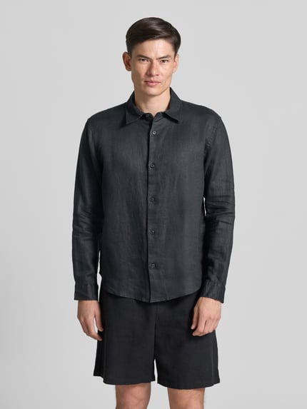 GAP Regular Fit Leinenhemd mit Kentkragen Black 4