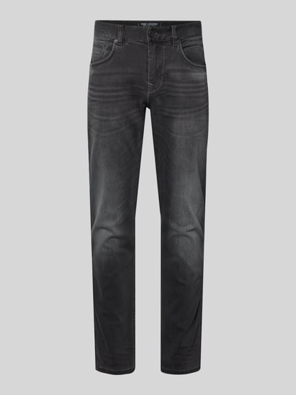 Productfoto, Jeans met 5-pocket-design van PME Legend in katoenmix met viscose, rechte snit, grijs met faded look, labeldetail, knoop- en ritssluiting.