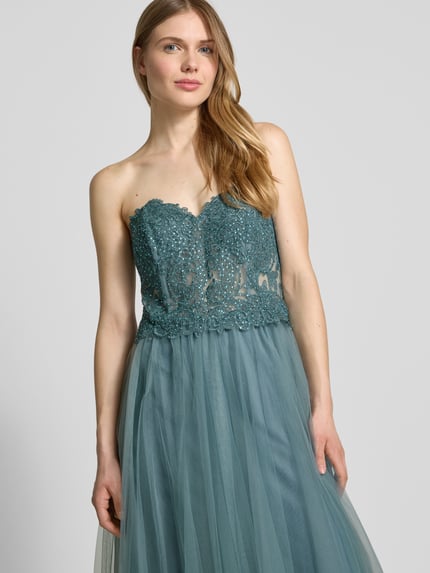 Mascara Off-Shoulder-Abendkleid mit Spitze und Ziersteinbesatz Mint 3