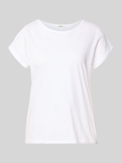 Produktfoto, Regular Fit T-Shirt aus Baumwoll-Flammgarn von s.Oliver RED LABEL, białe, krój regular fit, melange, krótki rękaw, bawełna