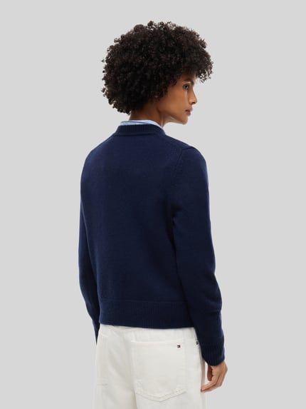 Tommy Hilfiger Pullover aus Wolle Kaschmir mit Logo-Intarsie Marine 5