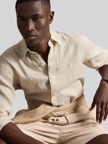 Polo Ralph Lauren Relaxed Fit Freizeithemd aus reinem Leinen Hellgrau 3