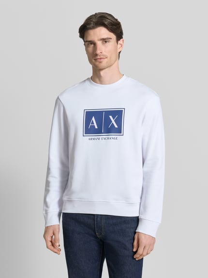 Armani Exchange Sweatshirt mit Logo-Print und Rundhalsausschnitt Weiss 4