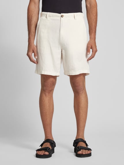 Selected Regular Fit Shorts aus Baumwoll-Leinen-Mix Offwhite 4