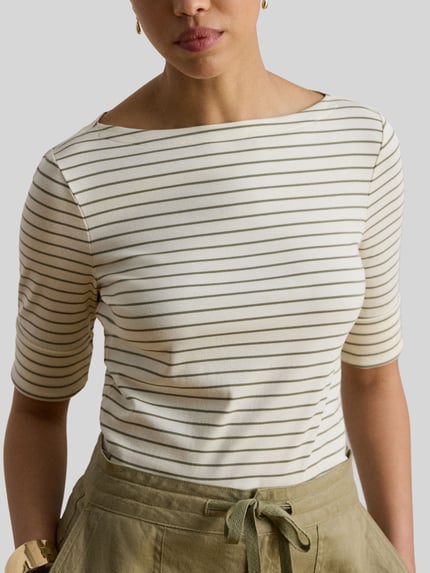 Lauren Ralph Lauren regular fit T-shirt van katoenmix Zand - 3