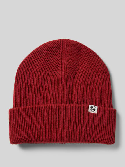 MSCH Copenhagen Beanie van wol met labelpatch Bordeaux - 1