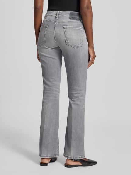 CAMBIO Flared Jeans mit Ziersteinbesatz im 5-Pocket-Design Modell 'PARIS' Hellgrau Melange 5