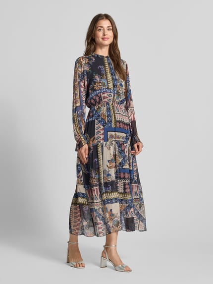 Milano Italy Midikleid aus Viskose im Allover-Look Marine 1