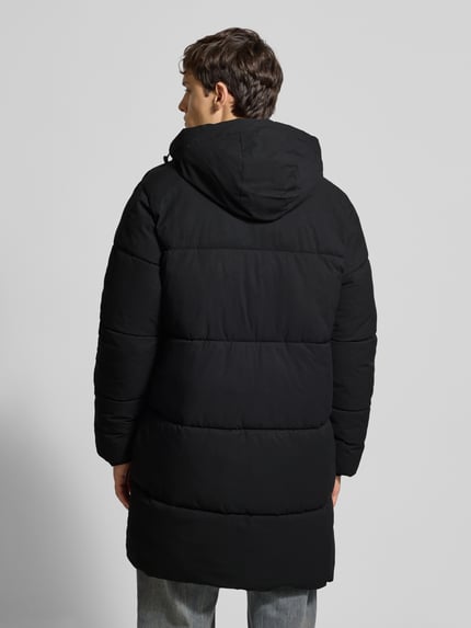 JACK & JONES Regular fit gewatteerde lange jas met capuchon, model 'Jorvester' Zwart - 5