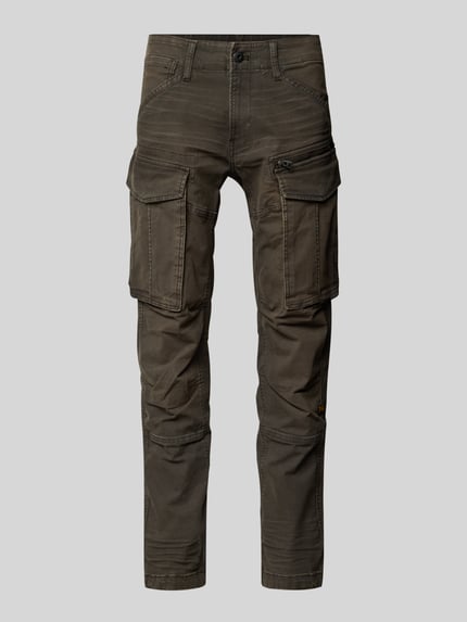 Produktfoto, Regular Tapered Cargohose aus Baumwoll-Mix Modell 'Rovic' von G-Star RAW in olivgrün, unifarben, Popeline-Struktur, Cargotaschen, Logo-Schriftzug