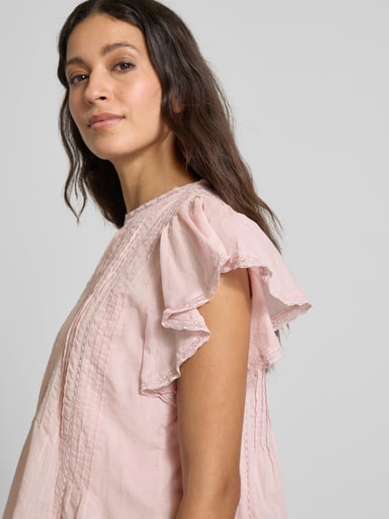 Scotch & Soda Regular fit blouse van puur katoen met ajourpatroon Lichtroze - 3