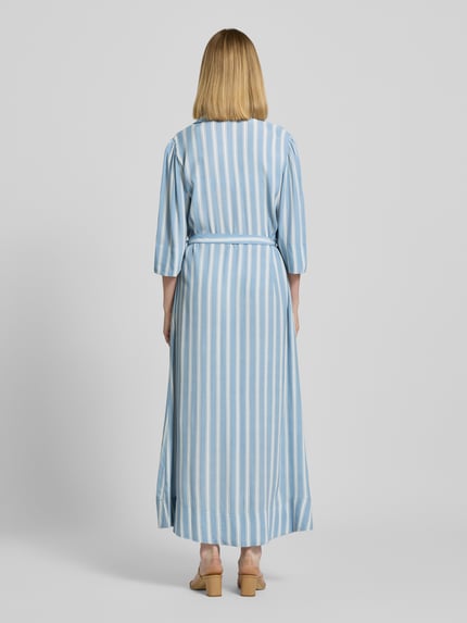 Selected Długa sukienka mini z lejącej czystej wiskozy model ‘FLORA’ Szaroniebieski 5