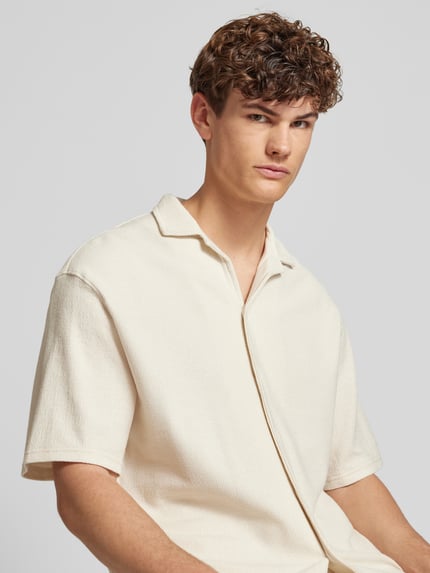 REVIEW Relaxed fit vrijetijdsoverhemd met structuurmotief Ecru - 3
