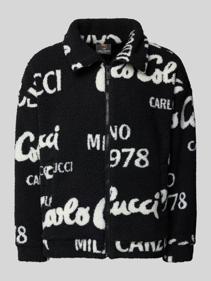 Carlo Colucci Oversized Teddyjacke mit Reißverschluss Black 2