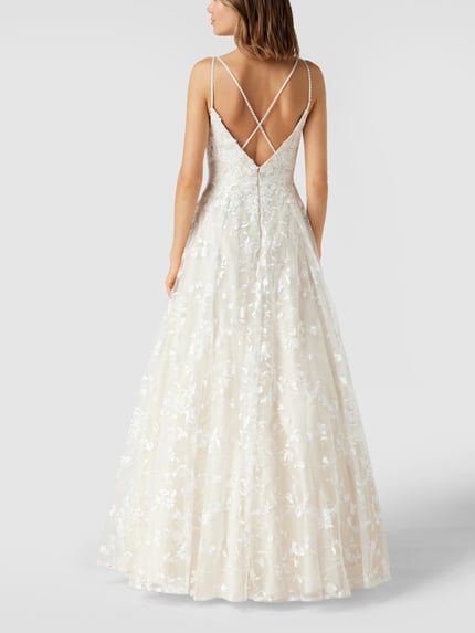LUXUAR FASHION Brautkleid mit floralen Stickereien Offwhite 5