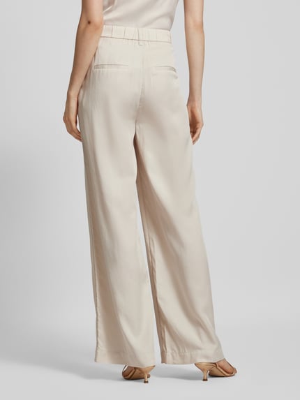 COMMA Wide leg stoffen broek met bandplooien Zand - 5
