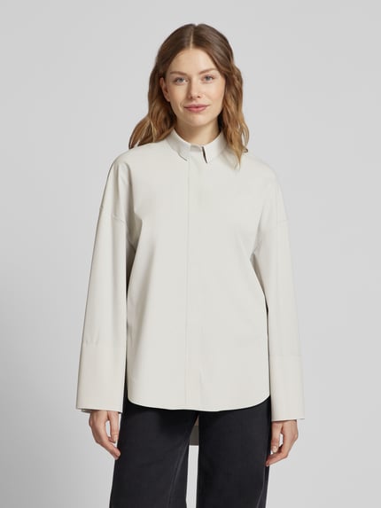 MM by Max Mara Relaxed Fit Bluse mit überschnittenen Schultern Modell 'PATELLA' Hellgrau 4