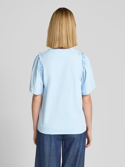 Selected T-shirt z marszczeniami model ‘PENELOPE’ Jasnoniebieski 5