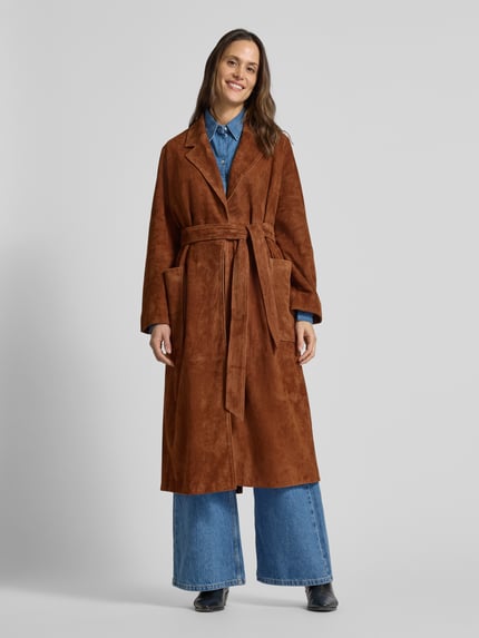 IVY OAK Lange jas van echt leer, model 'LISA' Cognac - 4
