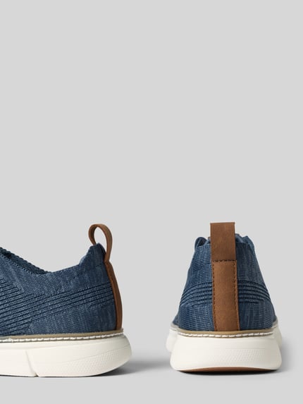 Productfoto, Sneaker met Label-Details model 'Pasadena' van bugatti, blauw textiel, afgerond model, structuurzool, vetersluiting, heren, hakhoogte maat 44: 3 cm, schachthoogte: 8 cm, schachtbreedte: 10 cm