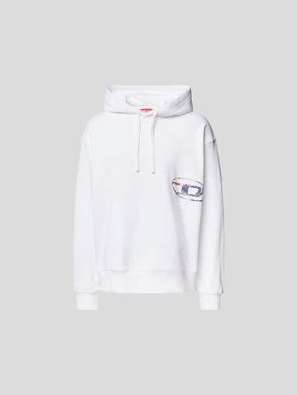 Diesel bluza z kapturem z nadrukiem z logo Biały 2