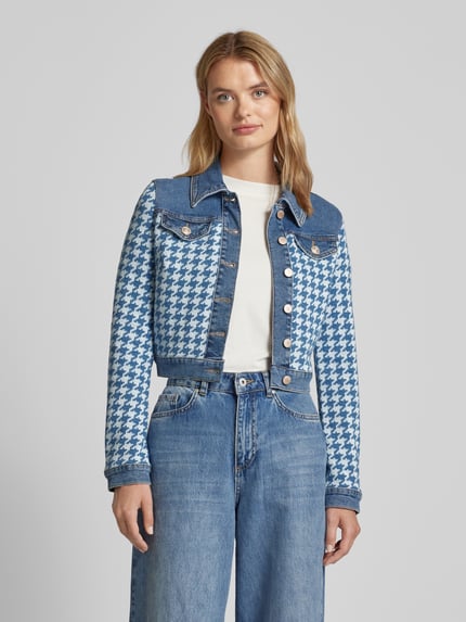GUESS Jeansjack met pied-de-poule-motief Jeansblauw - 4