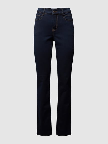 MAC Jeansy o kroju straight fit z naszywką z logo model 'Angela' Ciemnoniebieski 2