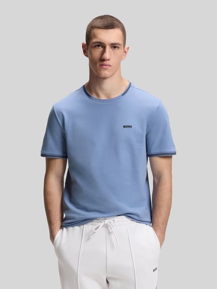 BOSS Green Regular Fit T-Shirt aus Baumwoll-Mix Modell 'TAUL' Blau 4