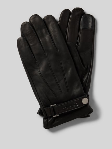 CK Calvin Klein Handschuhe mit Woll-Anteil in Leder-Optik BLACK 1