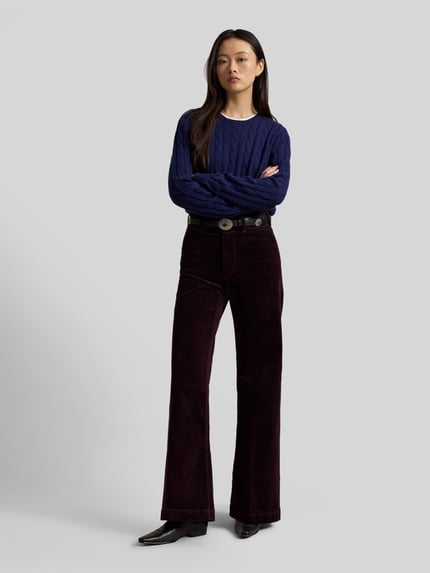 Polo Ralph Lauren Szerokie spodnie z mieszanki bawełny w imitacji sztruksu Ciemnoczerwony 1