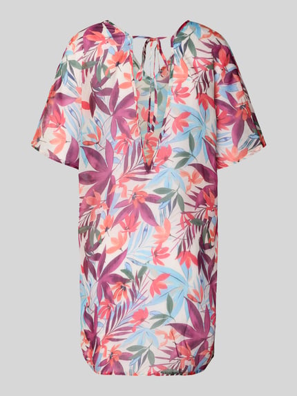 Produktfoto, Tunika mit V-hals in all-over look van LASCANA, dames tuniek, relaxed fit, 1/2-mouwen, kleurrijk bloemmotief, lichte stof