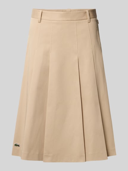 Lacoste A-Linie Midi-Rock aus Baumwoll-Mix Camel 2