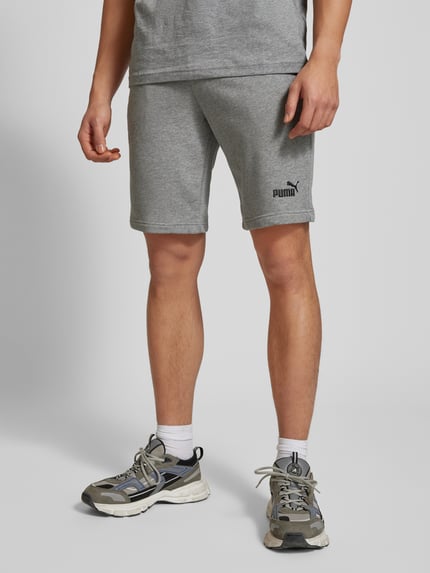 PUMA Performance Regular fit sweatshorts met labelstitching, model 'ESS No. 1' Middengrijs gemêleerd - 4