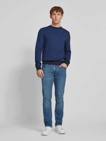 Christian Berg Men regular fit jeans met merkdetail Donkerblauw gemêleerd - 1