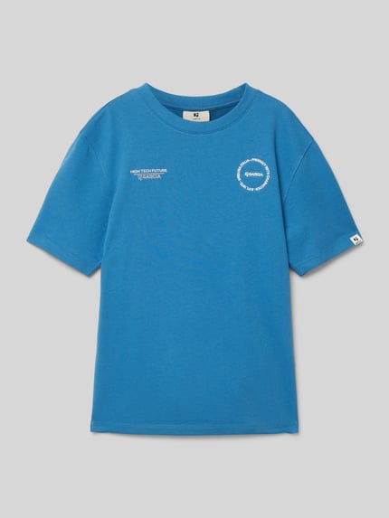 Garcia T-shirt met labelprint en -stitching Koningsblauw - 1