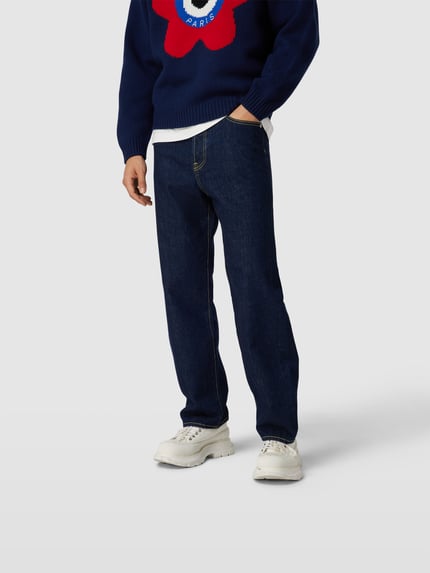 Kenzo Straight Fit Jeans mit Kontrastnähten Dunkelblau 4
